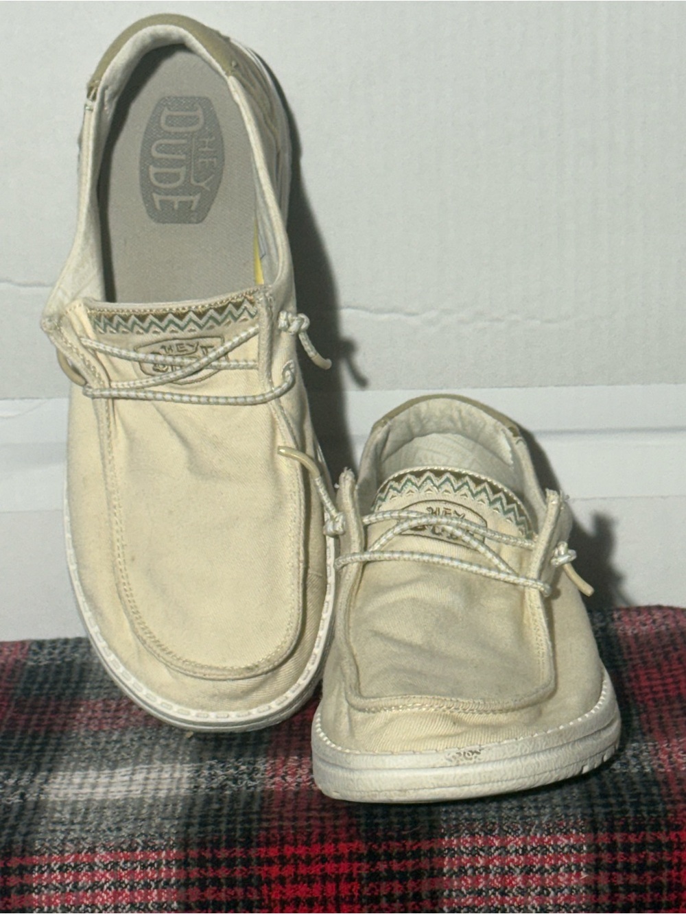 Women’s Hey Dudes Wendy Tempe Gypsum Shoe Sz 8 Worn 4x